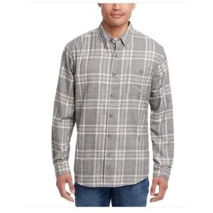 Weatherproof Vintage Flannel Shirt Men Big Tall 2XLT Long Sleeves Pocket Gray